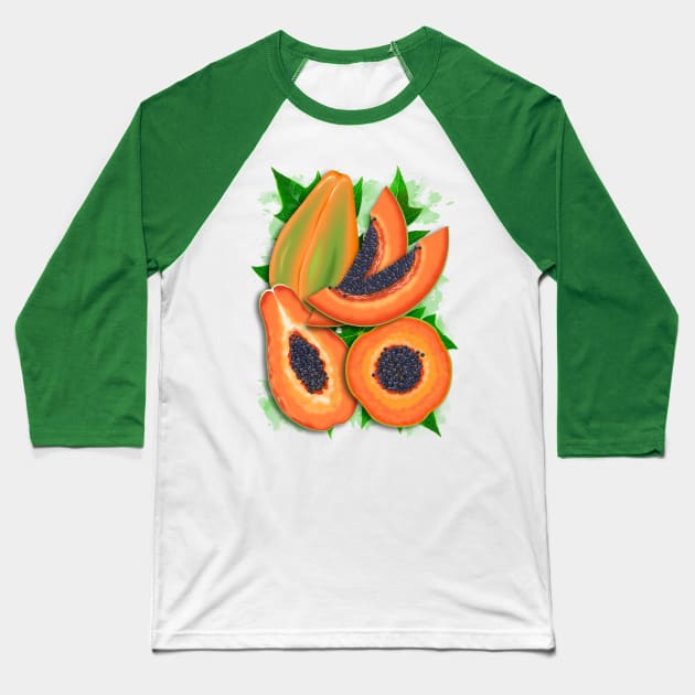 Papaya Party Baseball T-Shirt by BluedarkArt